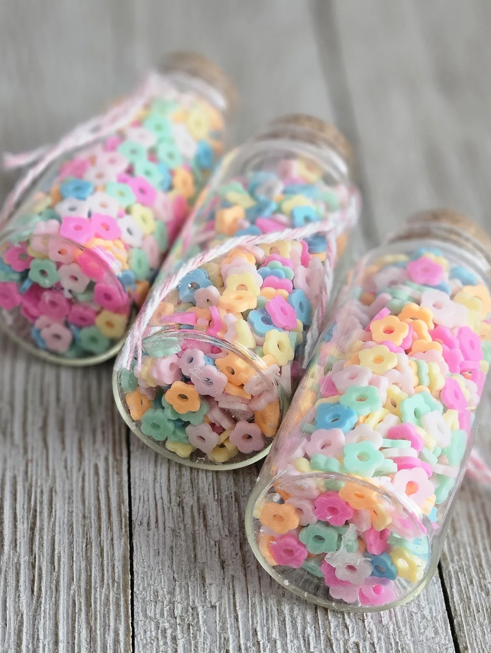 3-Pack Jar of Miniature Plastic Beads Multi-Colored Pastel Crafting Sewing DIY